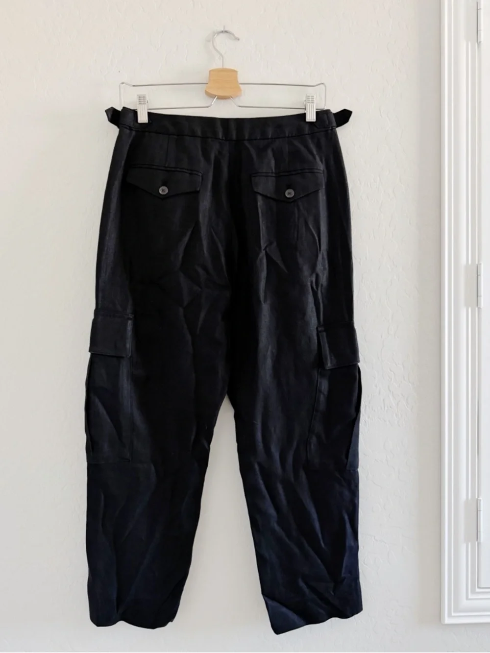 Banana Republic Heritage Expedition Cargo 100% Linen Pant in Black Size 4 Petite